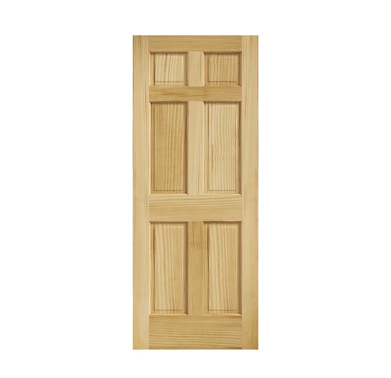 Pine 6 Panel Interior Door — full view